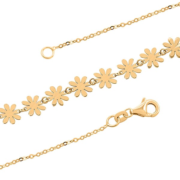 Italian Flower Station Necklace In 10K Yellow Gold 1.60 Grams 18-20 Inches