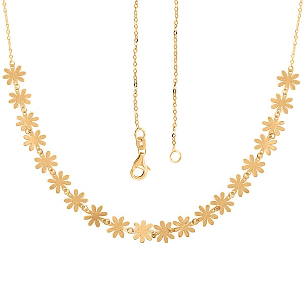 Italian Flower Station Necklace In 10K Yellow Gold 1.60 Grams 18-20 Inches