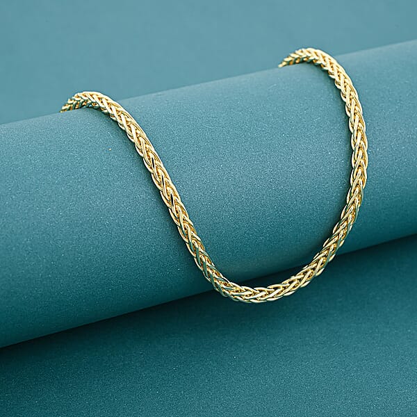 Italian Franco Chain Necklace In 14K Yellow Gold Over Sterling Silver 25.56 Grams 24 Inches