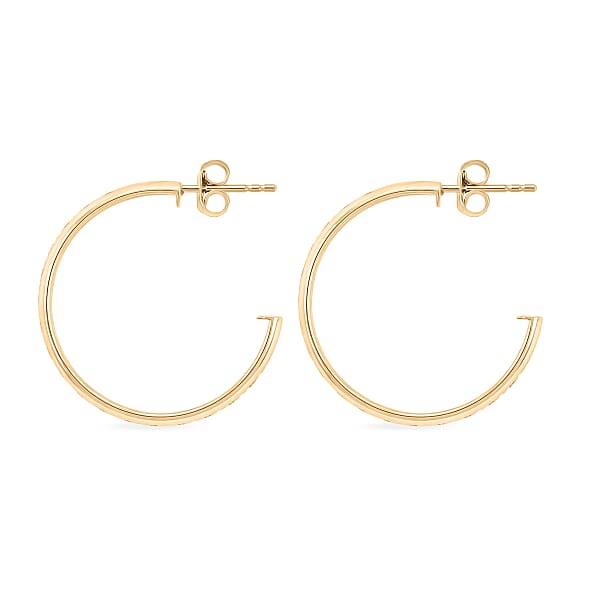 Italian Greek Key Hoop Earrings In 10K Yellow Gold 2 Grams
