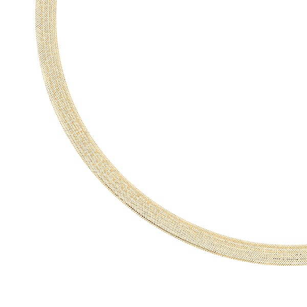 Italian Greek Key Mesh Omega Chain Necklace In 10K Yellow Gold 4.46 Grams 18-20 Inches