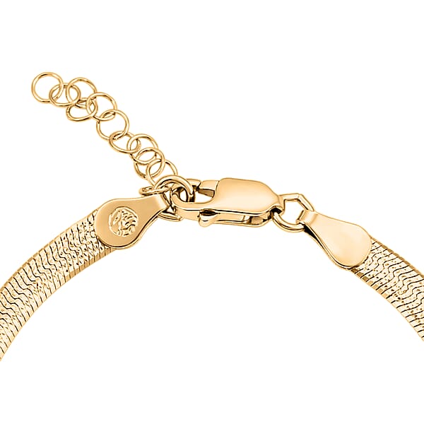 Italian Herringbone Chain Bracelet In 14K Yellow Gold Over Sterling Silver (7.00 In) 4.24 Grams