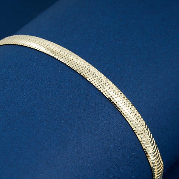 Italian Herringbone Chain Bracelet In 14K Yellow Gold Over Sterling Silver (7.00 In) 5.33 Grams