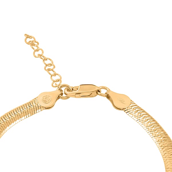 Italian Herringbone Chain Bracelet In 14K Yellow Gold Over Sterling Silver (7.00 In) 5.33 Grams