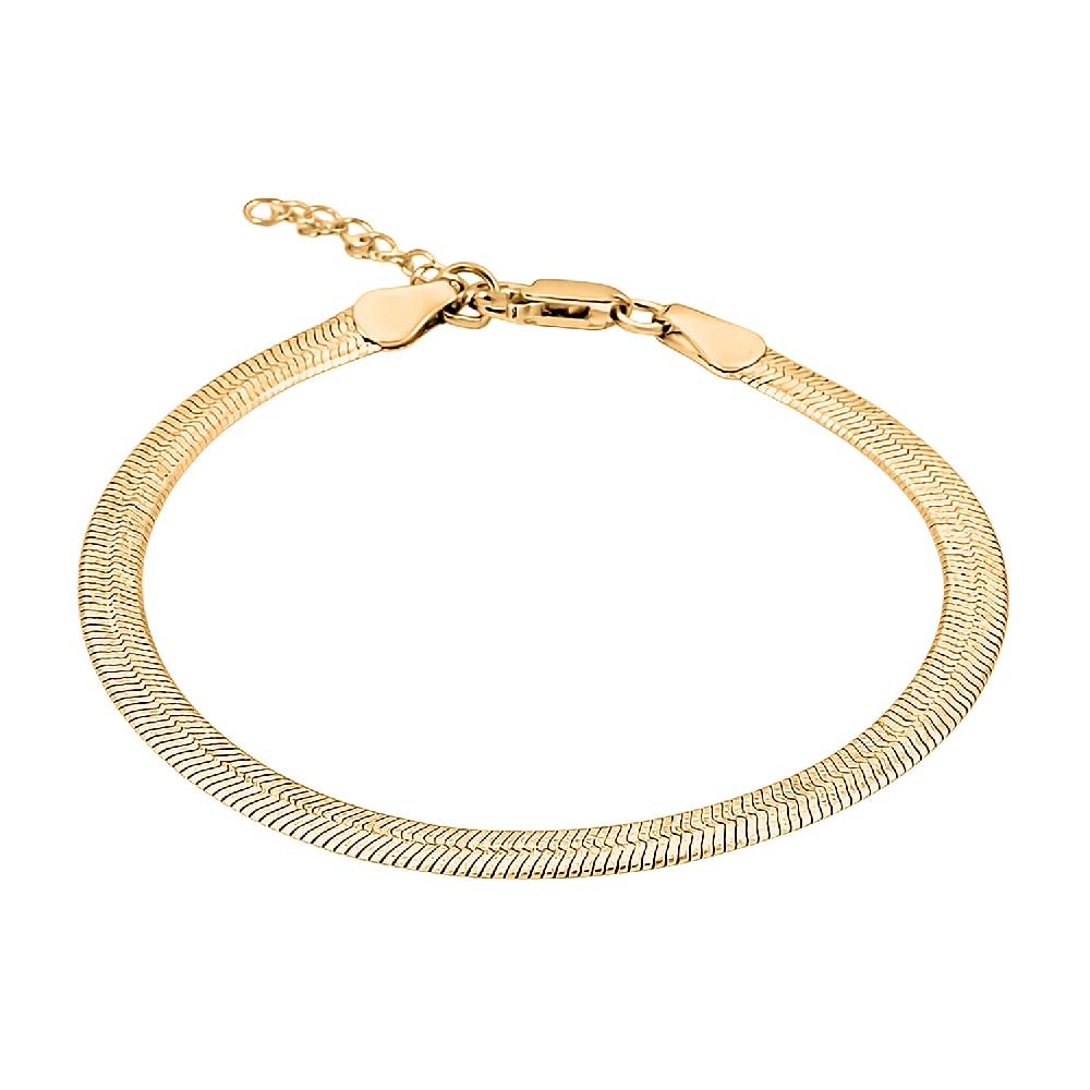 Italian Herringbone Chain Bracelet in 14K Yellow Gold Over Sterling Silver (7.00 In) 4.24 Grams