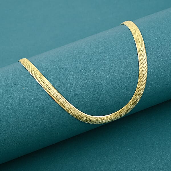 Italian Herringbone Chain Necklace In 14K Yellow Gold Over Sterling Silver 10.21 Grams 20 Inches