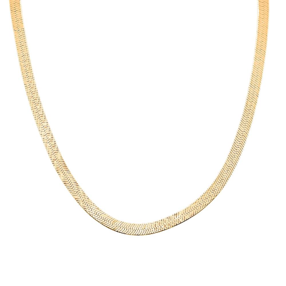 Italian Herringbone Necklace in 14K Yellow Gold Over Sterling Silver 20 Inches 9.83 Grams