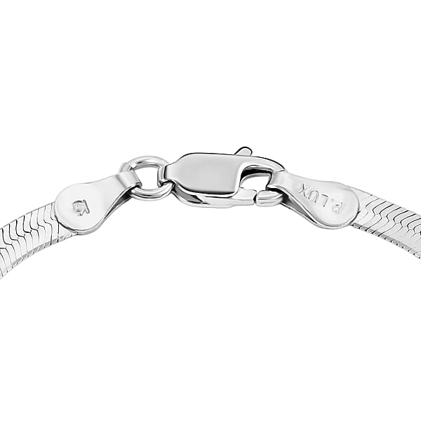 Italian Herringbone Necklace In Rhodium Over Sterling Silver 5.80 Grams 18 Inches