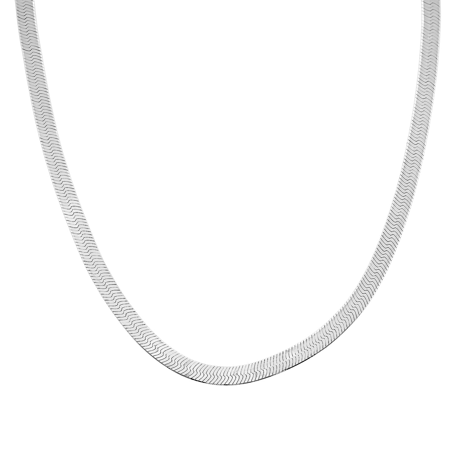 Italian Herringbone Necklace in Rhodium Over Sterling Silver 5.80 Grams 18 Inches