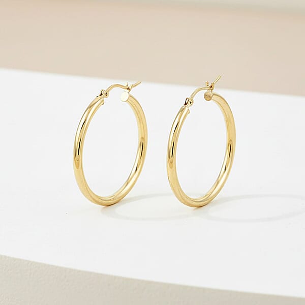 Italian Hoop Earrings In 14K Yellow Gold 2.3 Grams