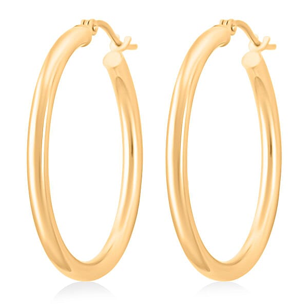 Italian Hoop Earrings In 14K Yellow Gold 2.3 Grams