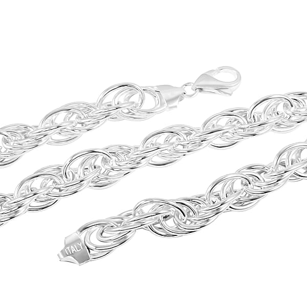 Italian La Bella Fantasia Chain Necklace In Sterling Silver 22 Inches 51.88 Grams