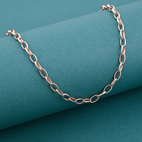 Italian Link Chain Necklace In 14K Rose Gold Over Sterling Silver 8 Grams 20 Inches