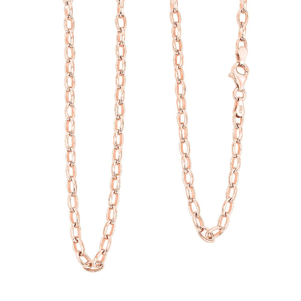 Italian Link Chain Necklace in 14K Rose Gold Over Sterling Silver 8 Grams 20 Inches