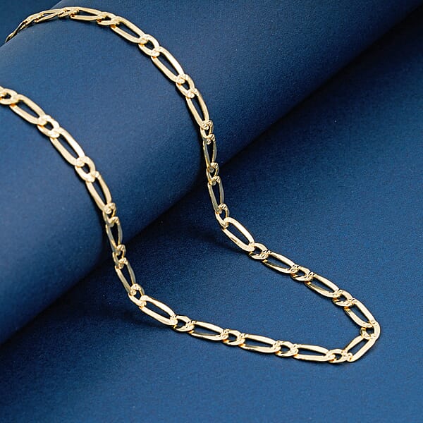 Italian Link Chain Necklace In 14K Yellow Gold Over Sterling Silver 11.30 Grams 24 Inches