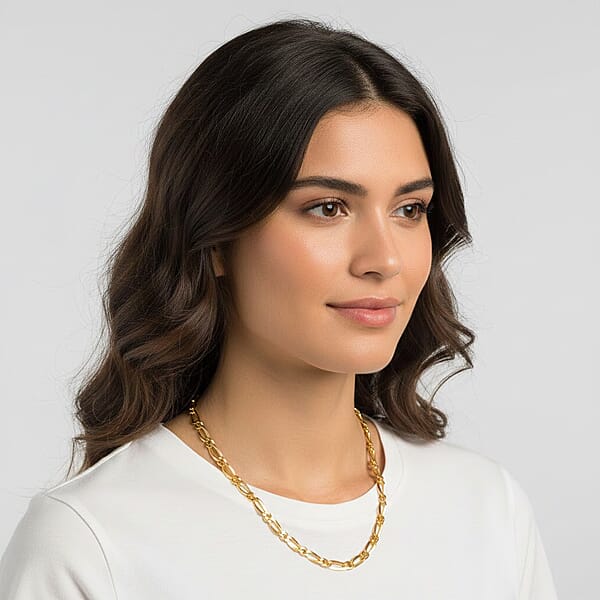 Italian Link Chain Necklace In 14K Yellow Gold Over Sterling Silver 11.30 Grams 24 Inches