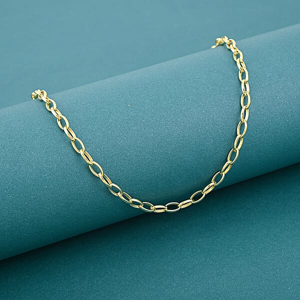 Italian Link Chain Necklace In 14K Yellow Gold Over Sterling Silver 8.80 Grams 20 Inches