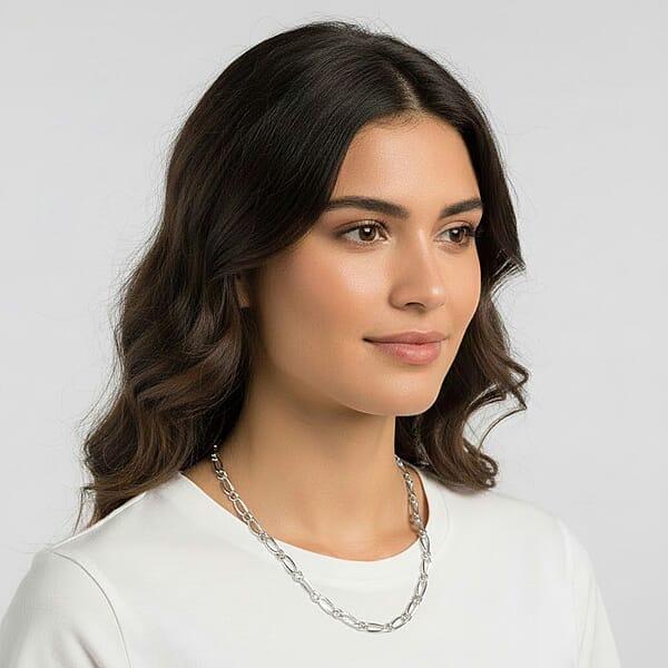 Italian Link Chain Necklace In Sterling Silver 10.50 Grams 24 Inches