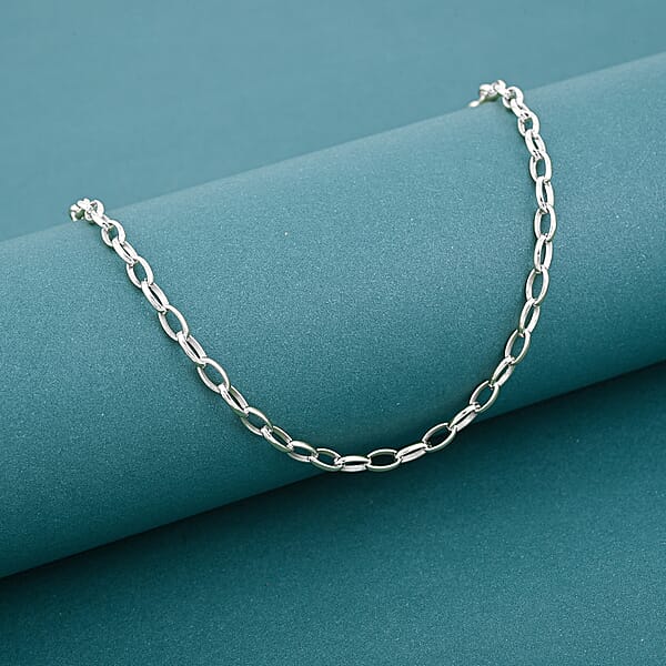 Italian Link Chain Necklace In Sterling Silver 8.10 Grams 20 Inches