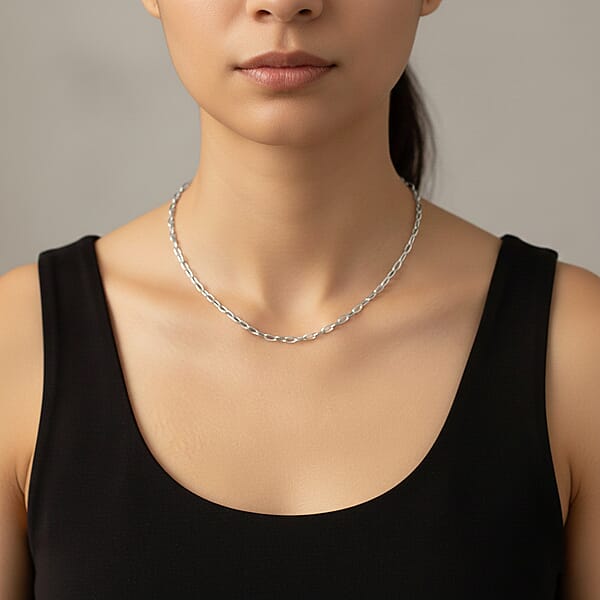 Italian Link Chain Necklace In Sterling Silver 8.10 Grams 20 Inches