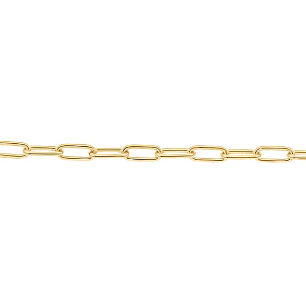 Italian Paper Clip Chain Bracelet In 14K Yellow Gold Over Sterling Silver (7.00 In) 5.50 Grams