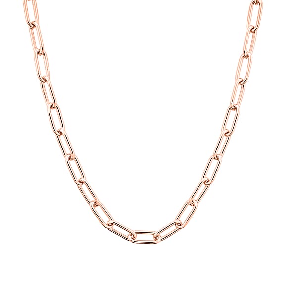 Italian Paper Clip Chain Necklace In 14K Rose Gold Over Sterling Silver 14.94 Grams 20 Inches
