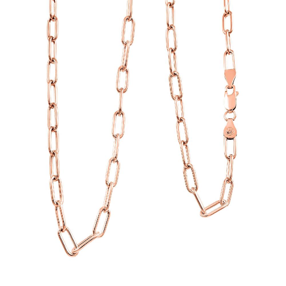 Italian Paper Clip Chain Necklace in 14K Rose Gold Over Sterling Silver 14.94 Grams 20 Inches