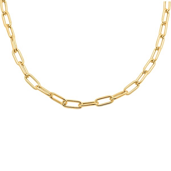 Italian Paper Clip Chain Necklace In 14K Yellow Gold Over Sterling Silver 14.94 Grams 20 Inches
