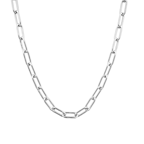 Italian Paper Clip Chain Necklace In Sterling Silver 14.94 Grams 20 Inches