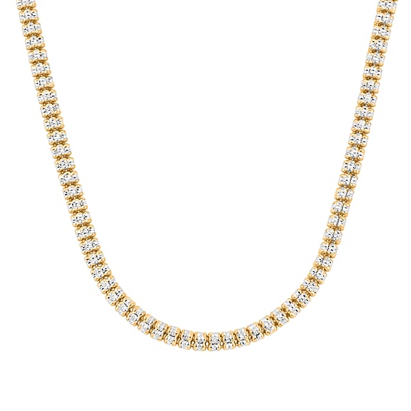 Italian Rhodium And 14K YG Over Sterling Silver Diamond-Cut Vero Lusso 5 Row Necklace 18 Inches 31.7 Grams