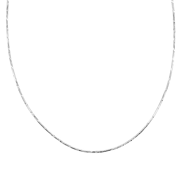 Italian Rhodium Over Sterling Silver 1mm Snake Square 8 Sided Diamond Cut Necklace 18 Inches 3.40 Grams
