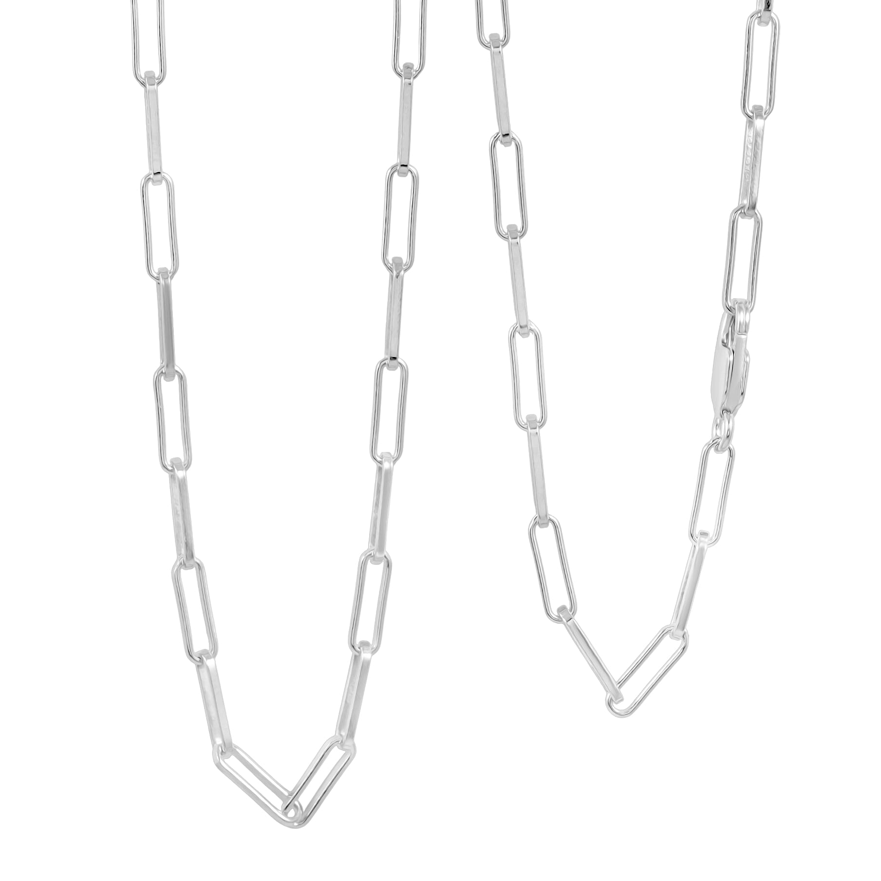 Italian Rhodium Over Sterling Silver 4.31mm Paperclip Chain Necklace (16 Inches) (12.35 g)