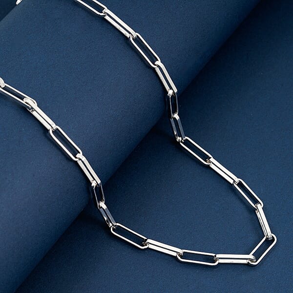 Italian Rhodium Over Sterling Silver 4.31mm Paperclip Chain Necklace (22 Inches) (17.25 G)
