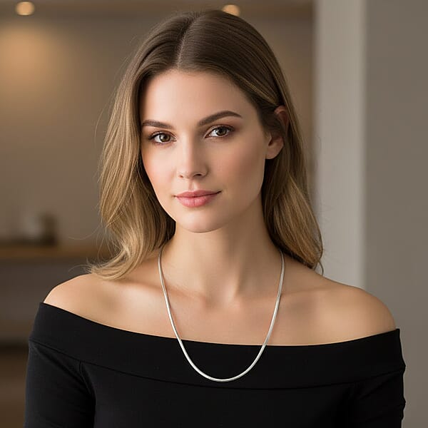 Italian Rhodium Over Sterling Silver Diamond-cut Dragon Tail Chain Necklace (20 Inches) (4.97 Grams)