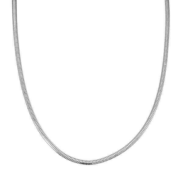 Italian Rhodium Over Sterling Silver Diamond-cut Dragon Tail Chain Necklace (20 Inches) (4.97 Grams)