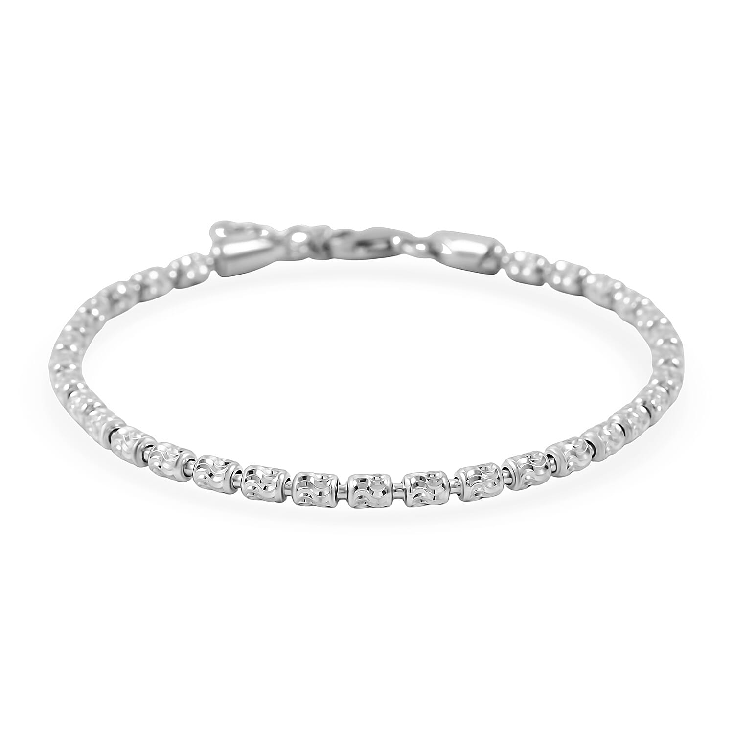 Italian Rhodium Over Sterling Silver Typhoon Bracelet (7.00 In) 5 Grams