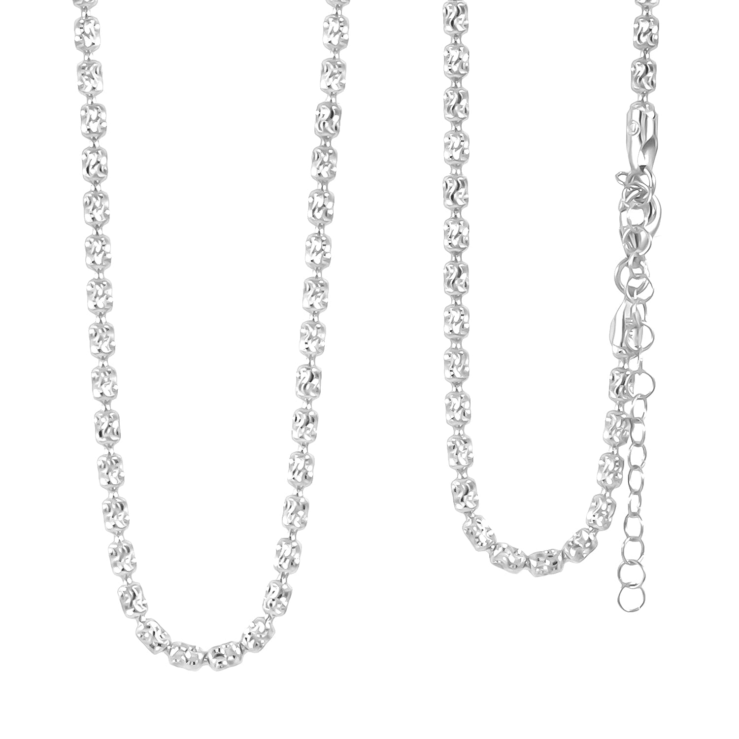 Italian Rhodium Over Sterling Silver Typhoon Chain Necklace 11.87 Grams 18 Inches