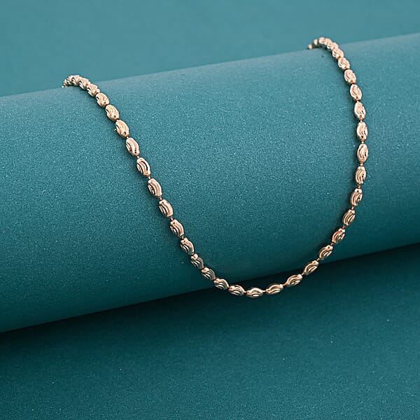Italian Rice Chain Necklace In 14K Rose Gold Over Sterling Silver 6.30 Grams 20 Inches