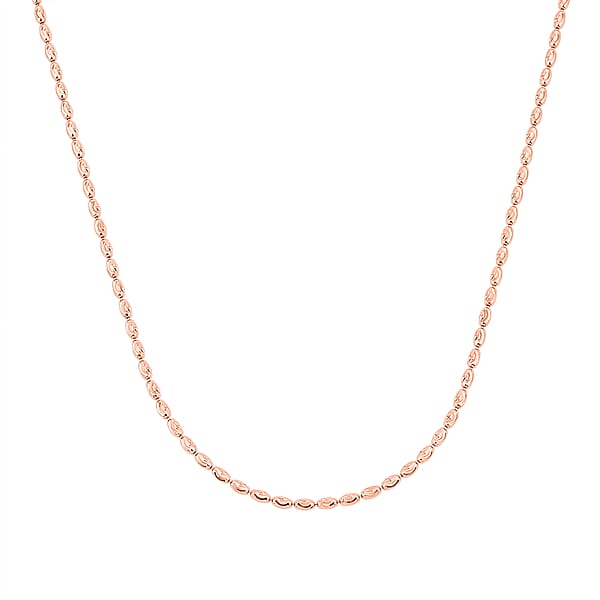 Italian Rice Chain Necklace In 14K Rose Gold Over Sterling Silver 6.30 Grams 20 Inches