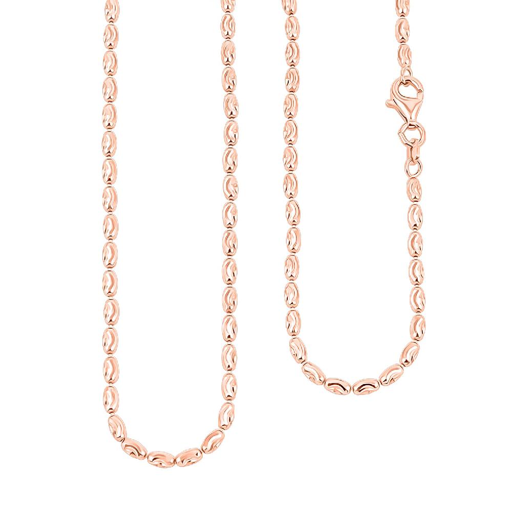 Italian Rice Chain Necklace in 14K Rose Gold Over Sterling Silver 6.30 Grams 20 Inches