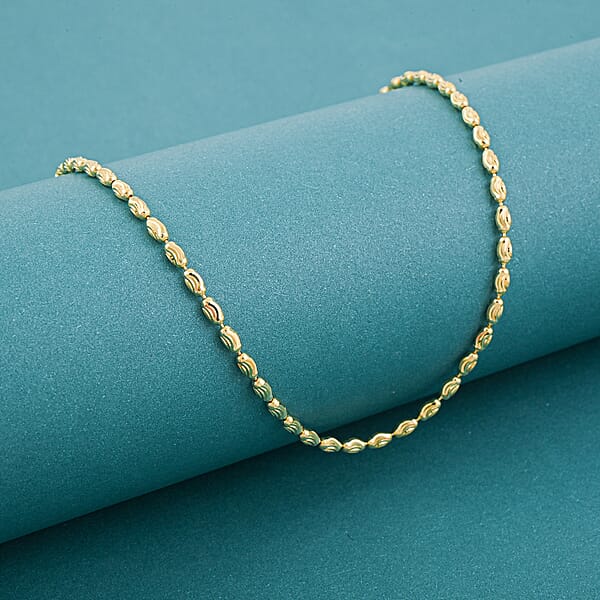 Italian Rice Chain Necklace In 14K Yellow Gold Over Sterling Silver 6.3 Grams 20 Inches