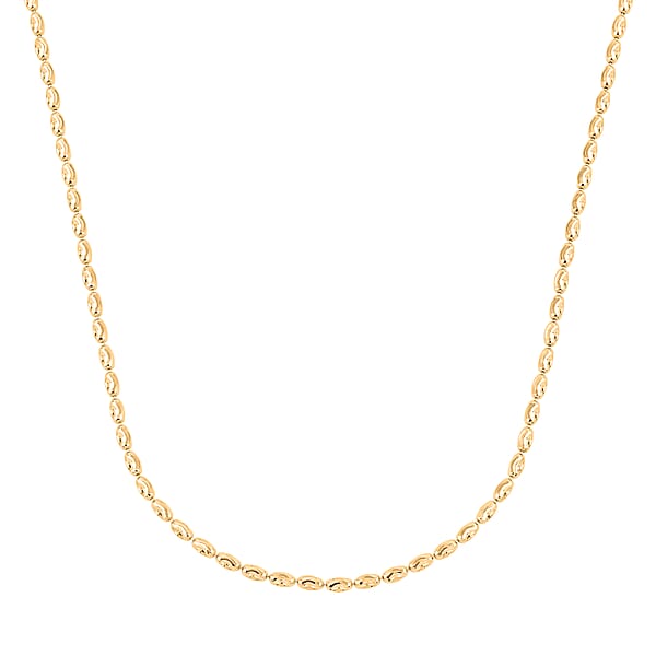 Italian Rice Chain Necklace In 14K Yellow Gold Over Sterling Silver 6.3 Grams 20 Inches