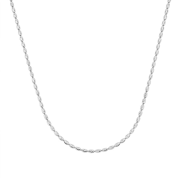 Italian Rice Chain Necklace In Rhodium Over Sterling Silver 6.3 Grams 20 Inches