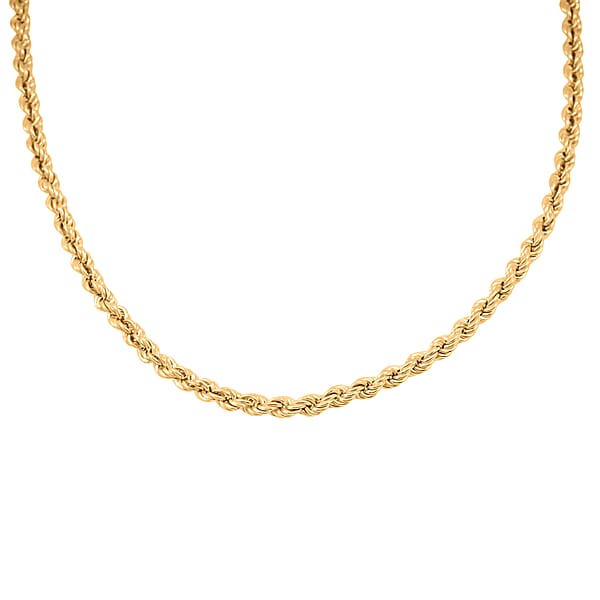 Italian Rope Chain Necklace In 10K Yellow Gold 16 Grams 26 Inches
