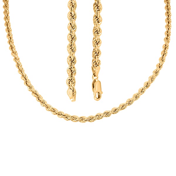 Italian Rope Chain Necklace In 10K Yellow Gold 16 Grams 26 Inches