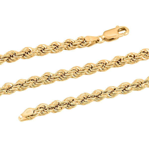 Italian Rope Chain Necklace In 10K Yellow Gold 16 Grams 26 Inches