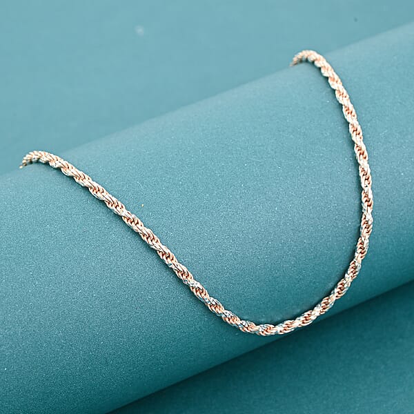 Italian Rope Chain Necklace In 14K RG Over And Sterling Silver 8.84 Grams 20 Inches