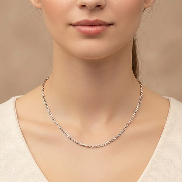 Italian Rope Chain Necklace In 14K RG Over And Sterling Silver 8.84 Grams 20 Inches