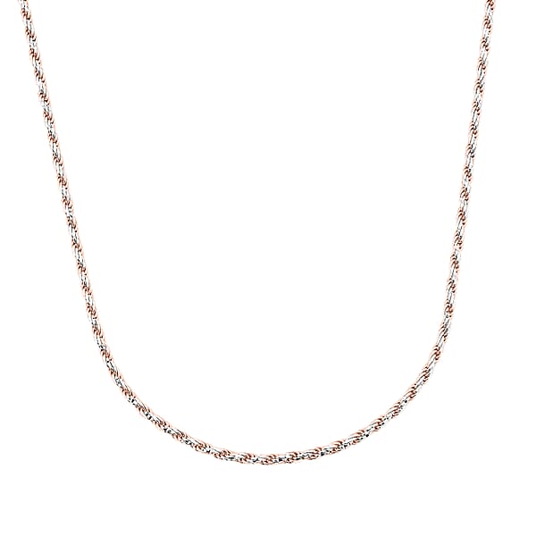 Italian Rope Chain Necklace In 14K RG Over And Sterling Silver 8.84 Grams 20 Inches