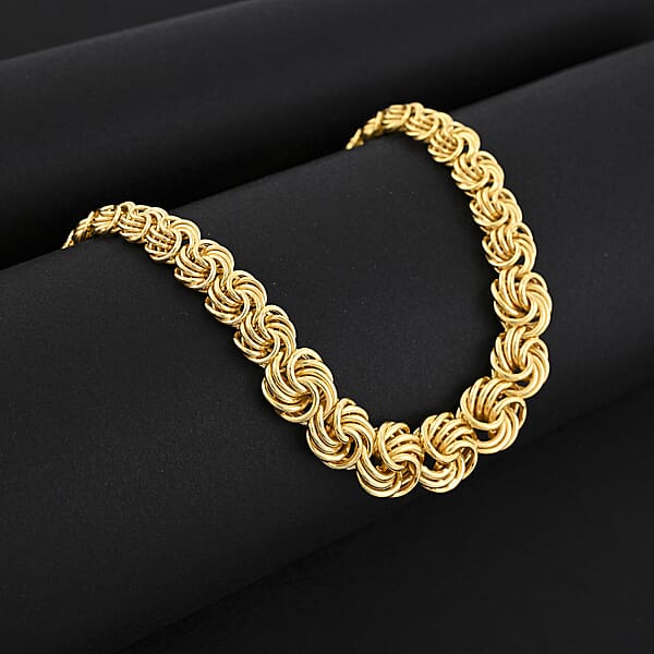 Italian Rosetta Scalare Chain Necklace In 10K Yellow Gold 13 Grams 18 Inches